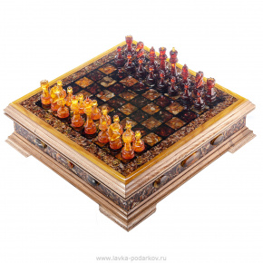 Шахматный ларец с фигурами из янтаря, фотография 0. Интернет-магазин ЛАВКА ПОДАРКОВ